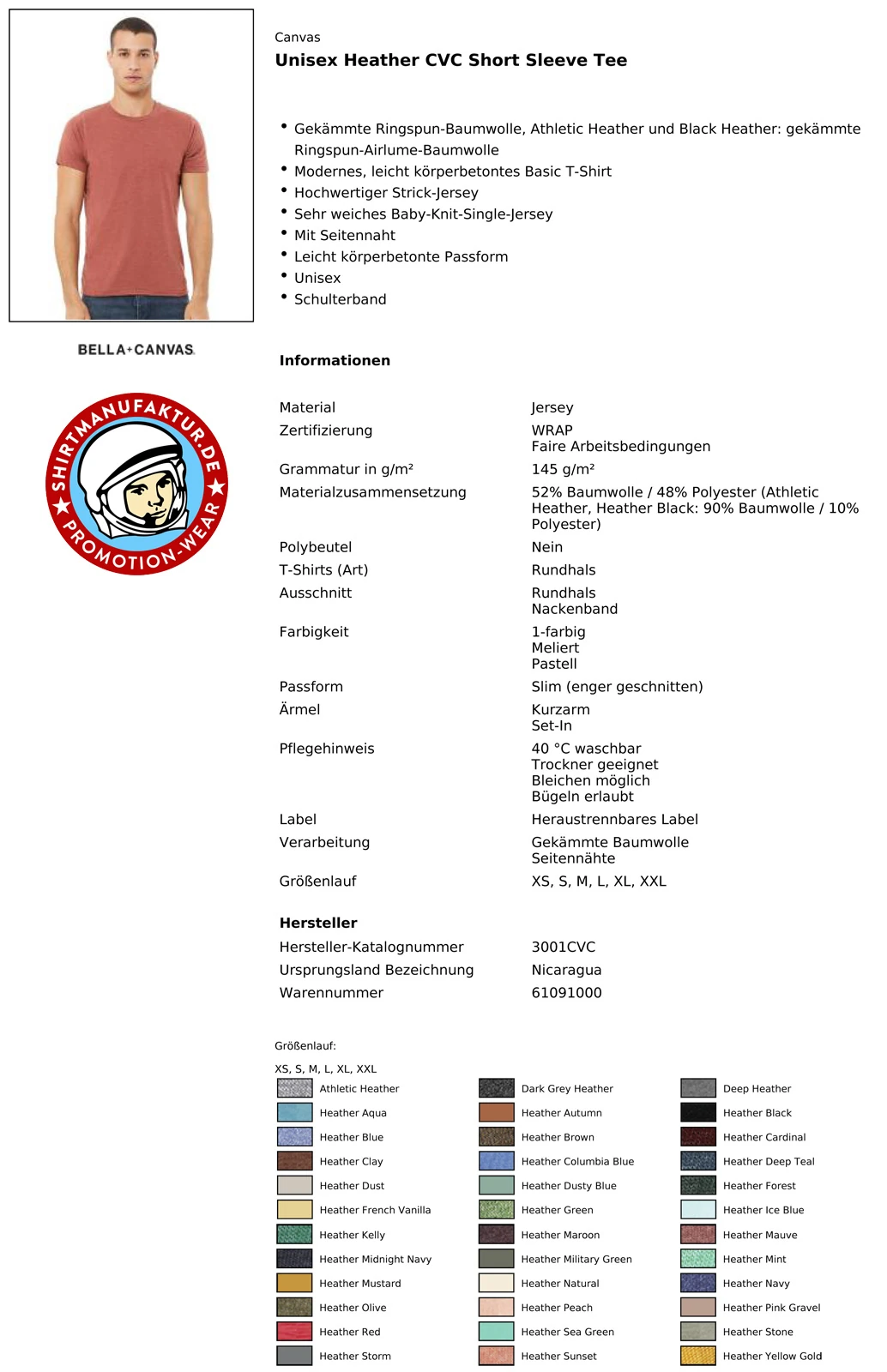 Canvas Unisex Heather CVC Tee
