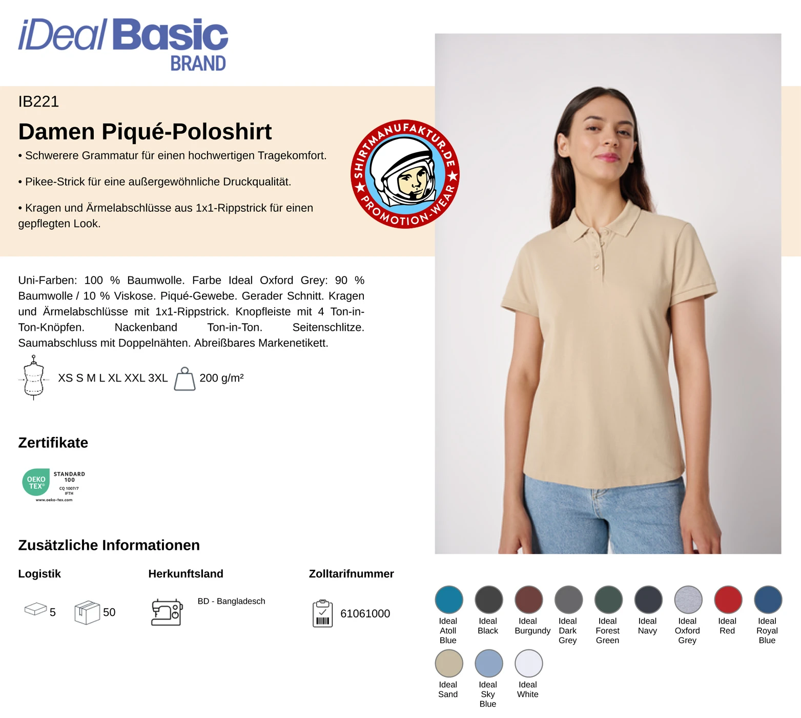 Ideal Basic Ladies Piqué 200 Polo