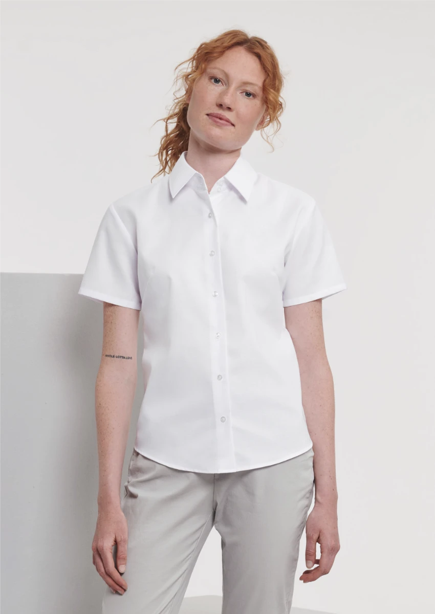 Russell Ladies Short Sleeve Oxford Blouse