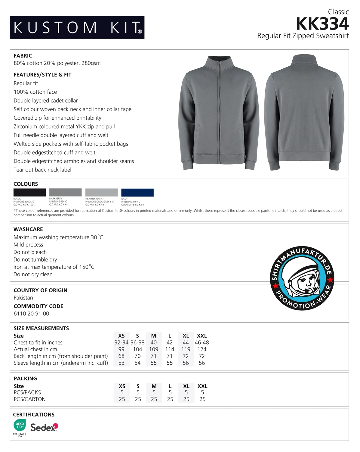 Kustom Kit Regular Fit Zipped Sweatshirt