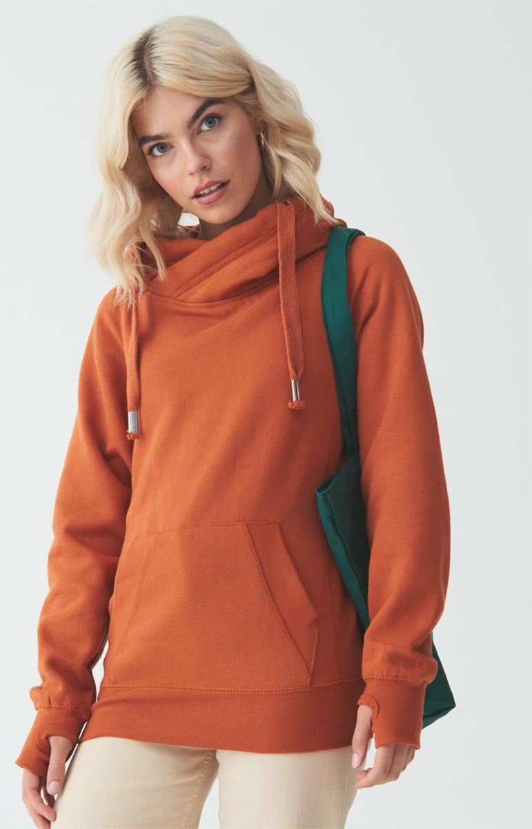 Just Hoods Cross Neck Hoodie