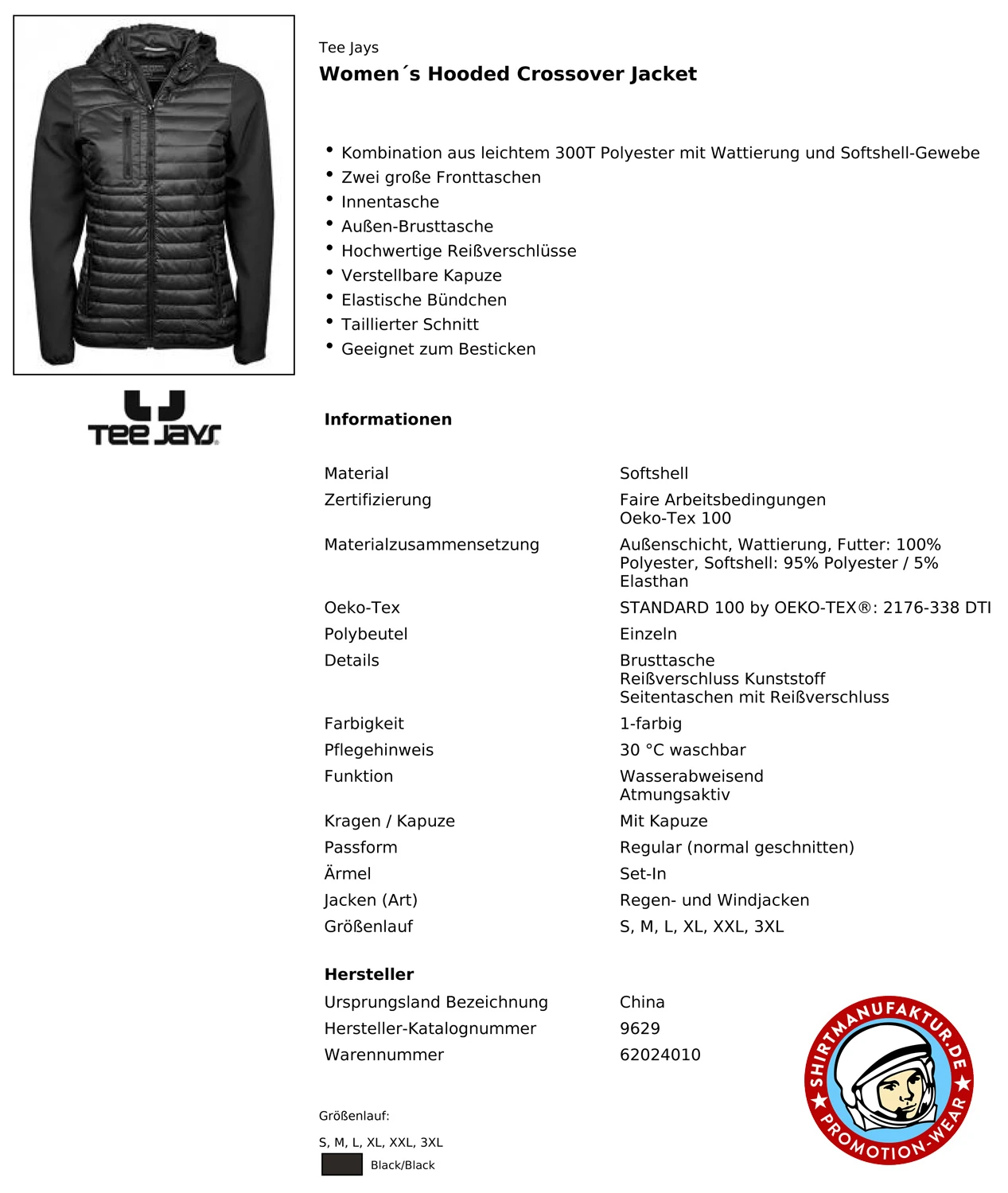 Tee Jays Womens Hooded Crossover Jacket