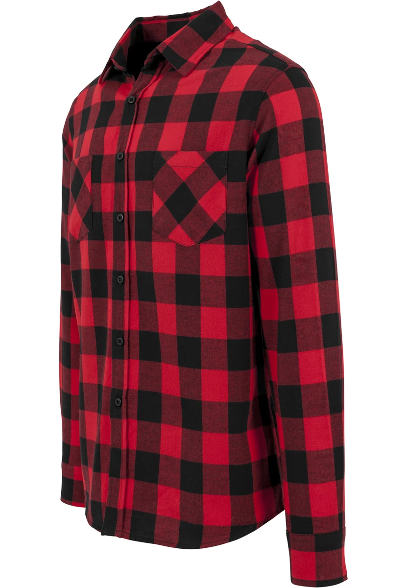 Build Your Brand, kariertes Flanellhemd BY031, black washed