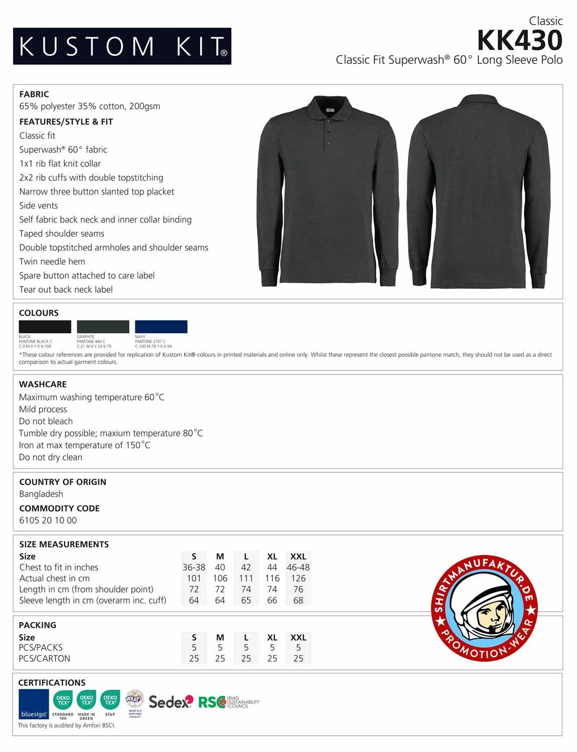 Kustom Kit Longsleeve Polo 
