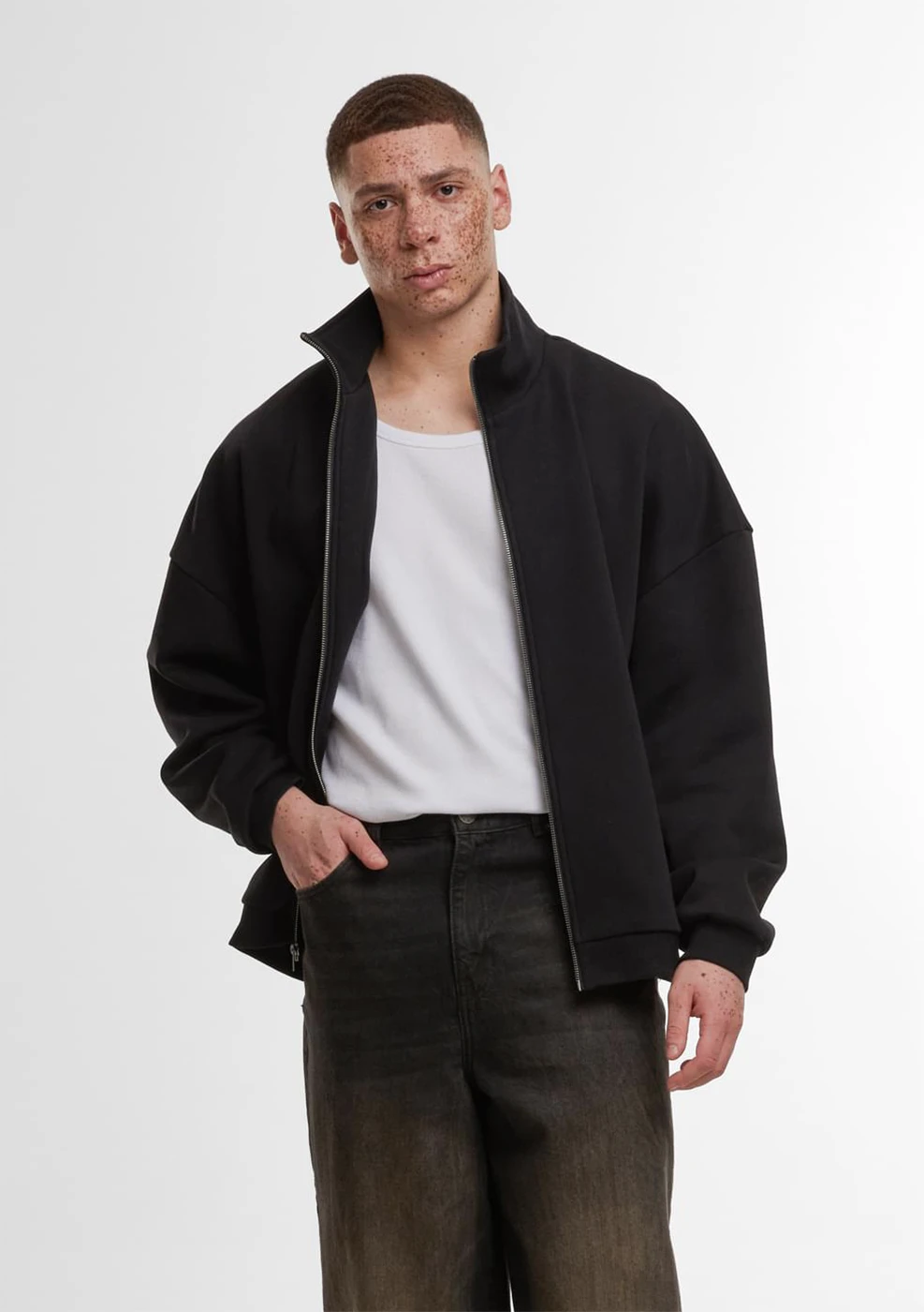 Build Your Brand Oversized Zip Jacket