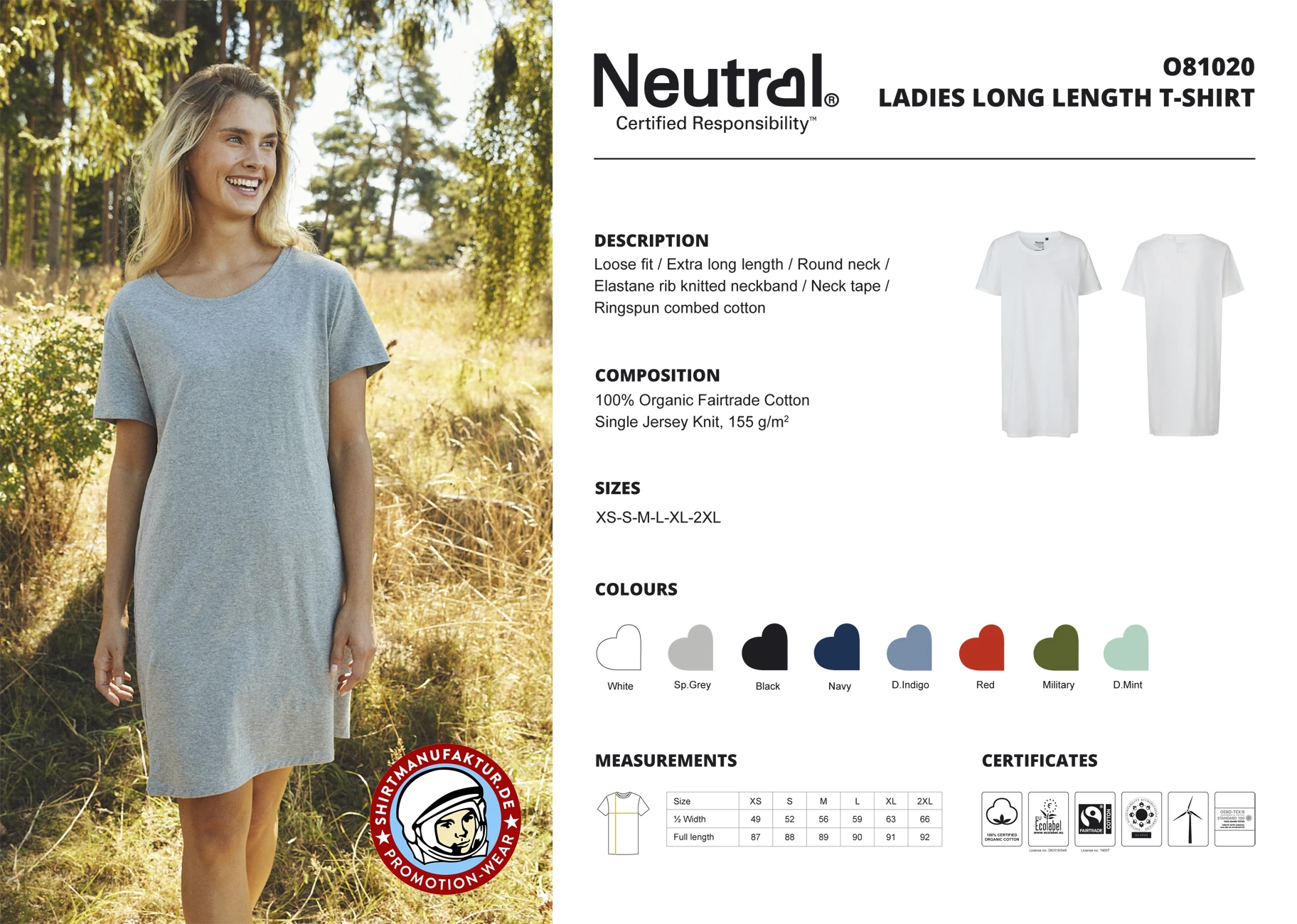 Neutral Ladies Long Length T-Shirt
