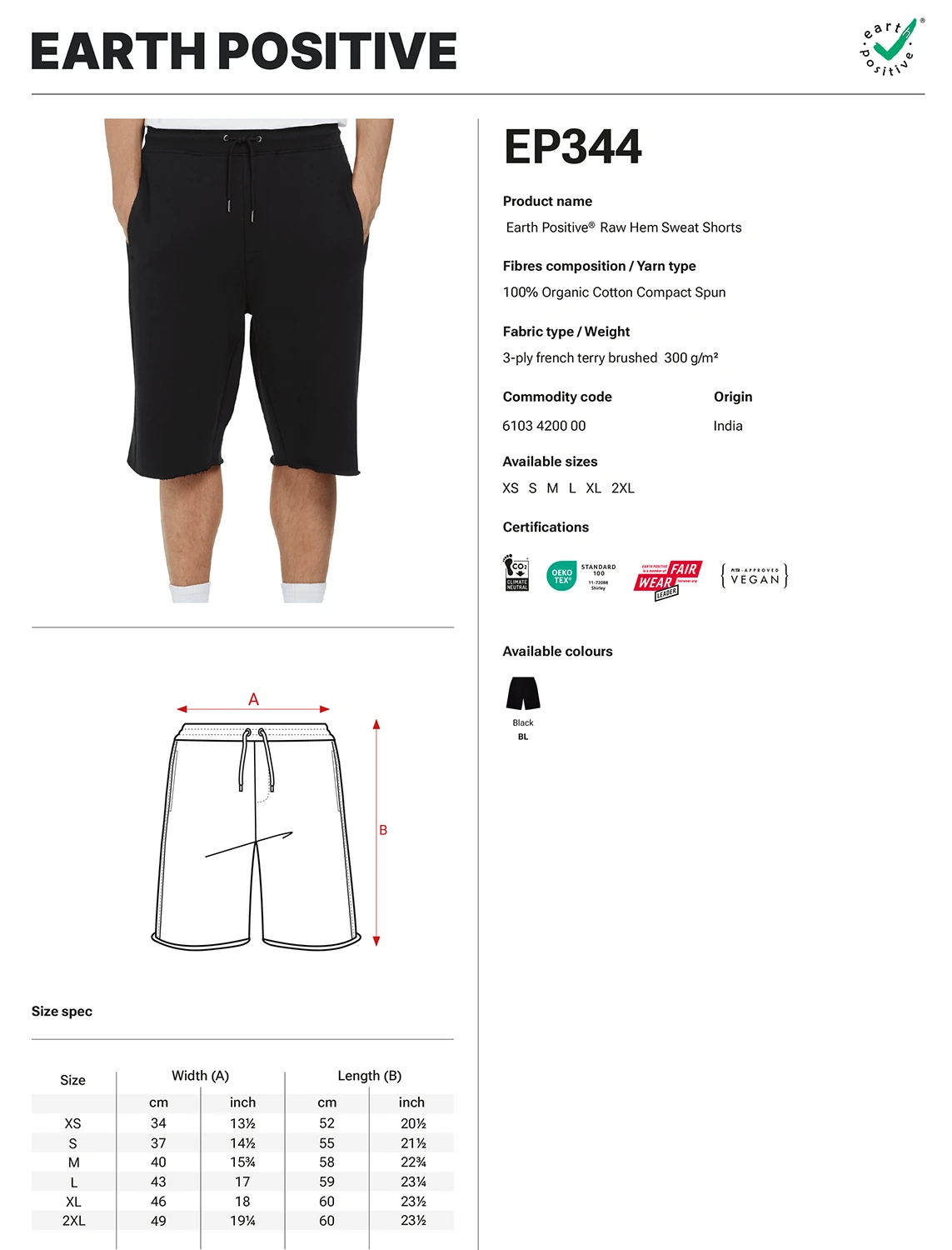 Earth Positive Raw Hem Sweat Shorts