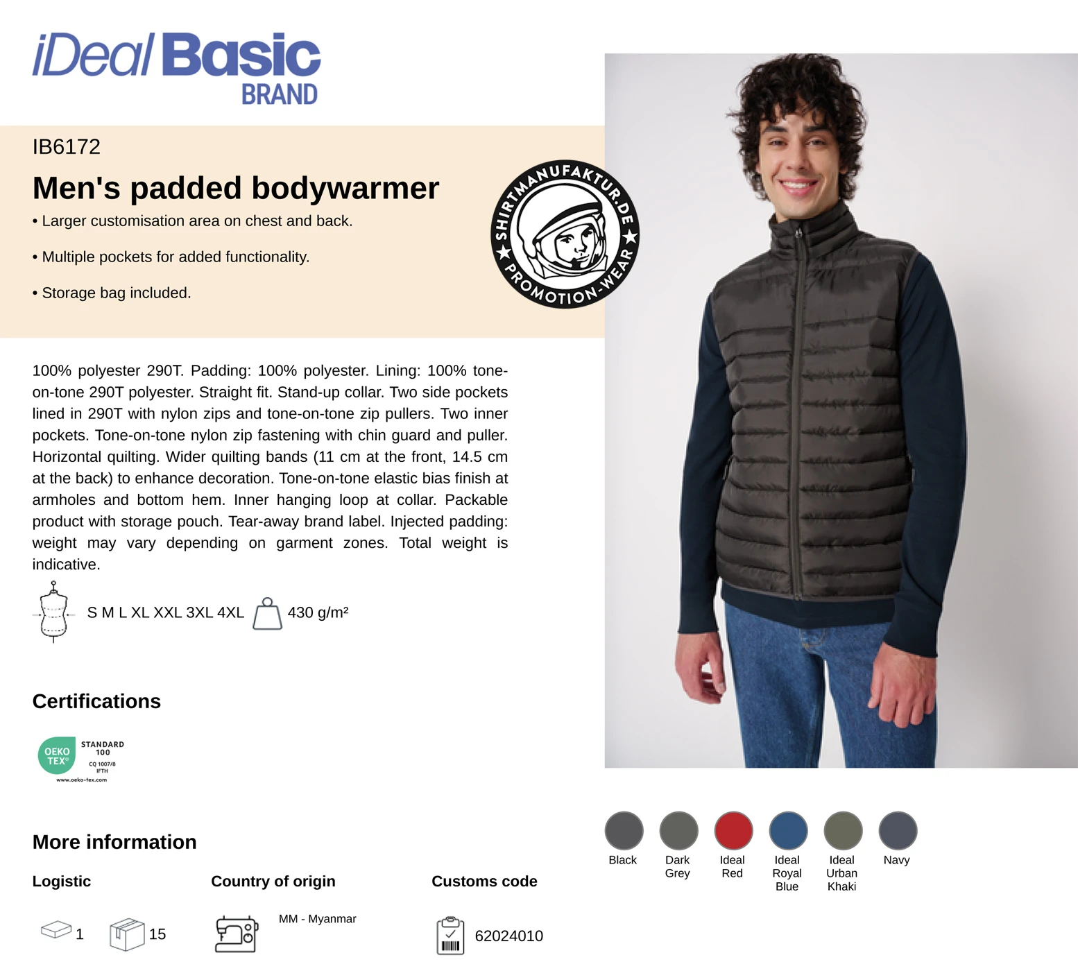 Ideal Basic Mens Padded Bodywarmer