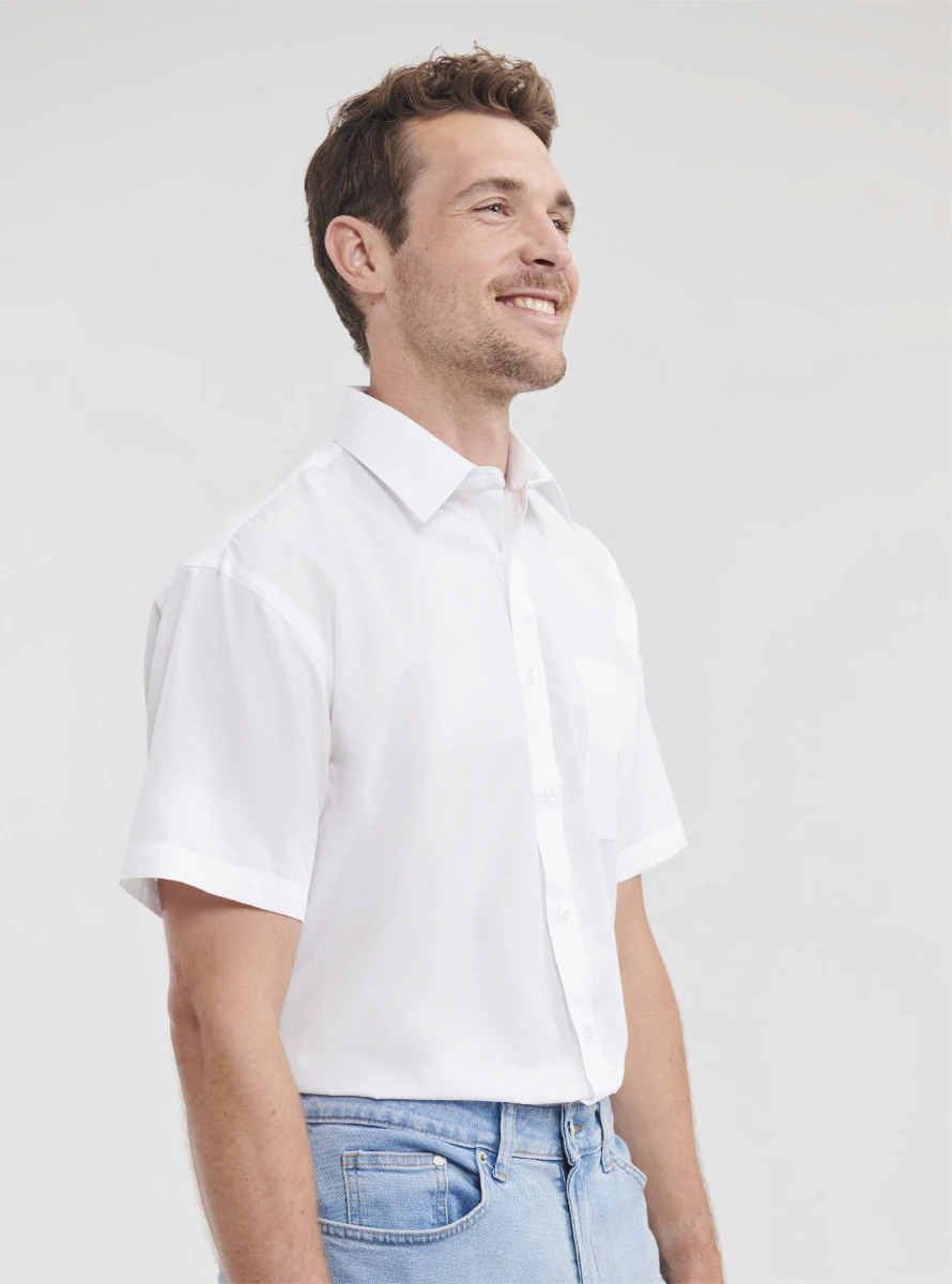 Russell Mens Short Sleeve Poly-Cotton Poplin Shirt