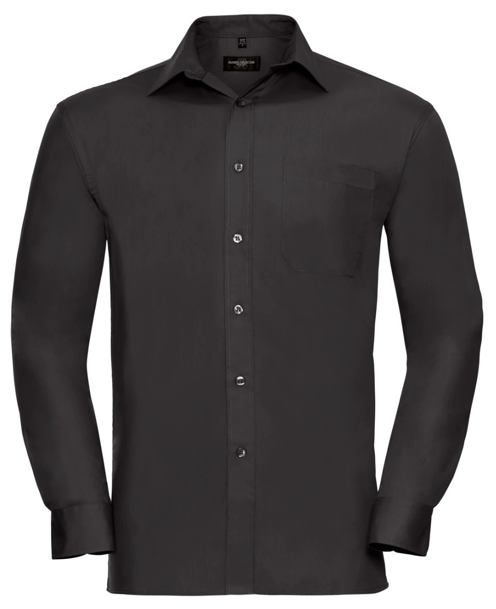 Russell Mens Pure Cotton Longsleeve Poplin Shirt