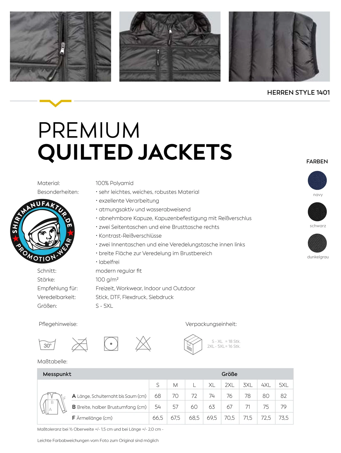 HRM Mens Premium Quilted Jacket
