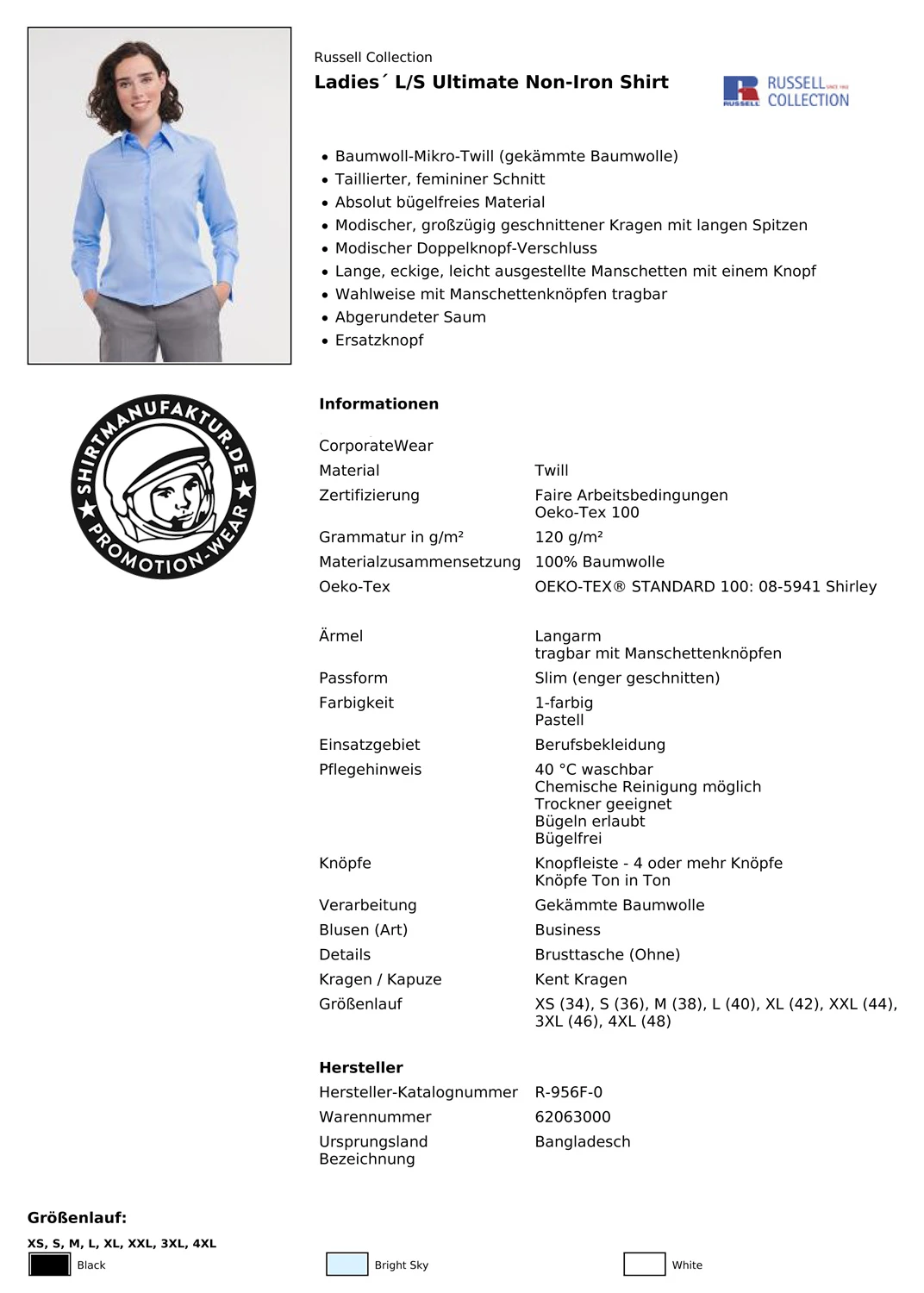 Russell Ladies Ultimate Non-Iron Blouse