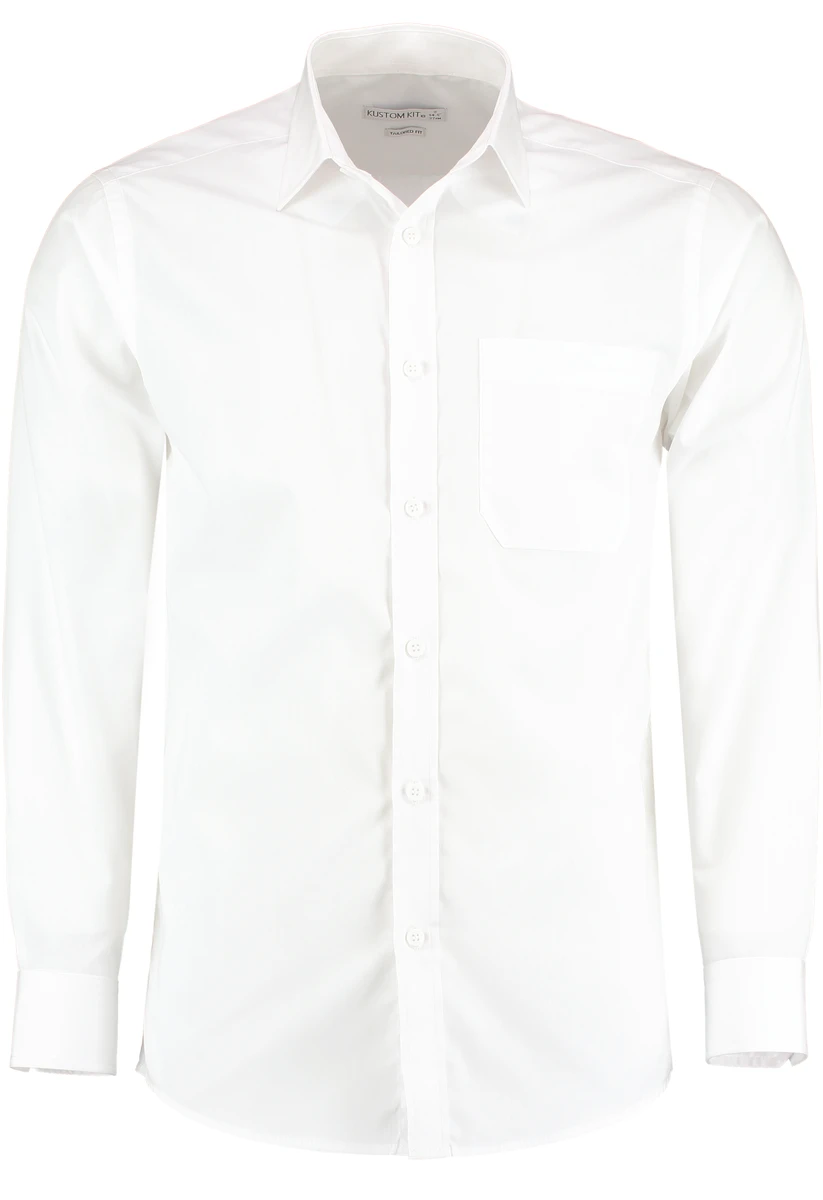 Kustom Kit Tailored Fit Poplin Shirt Longsleeve