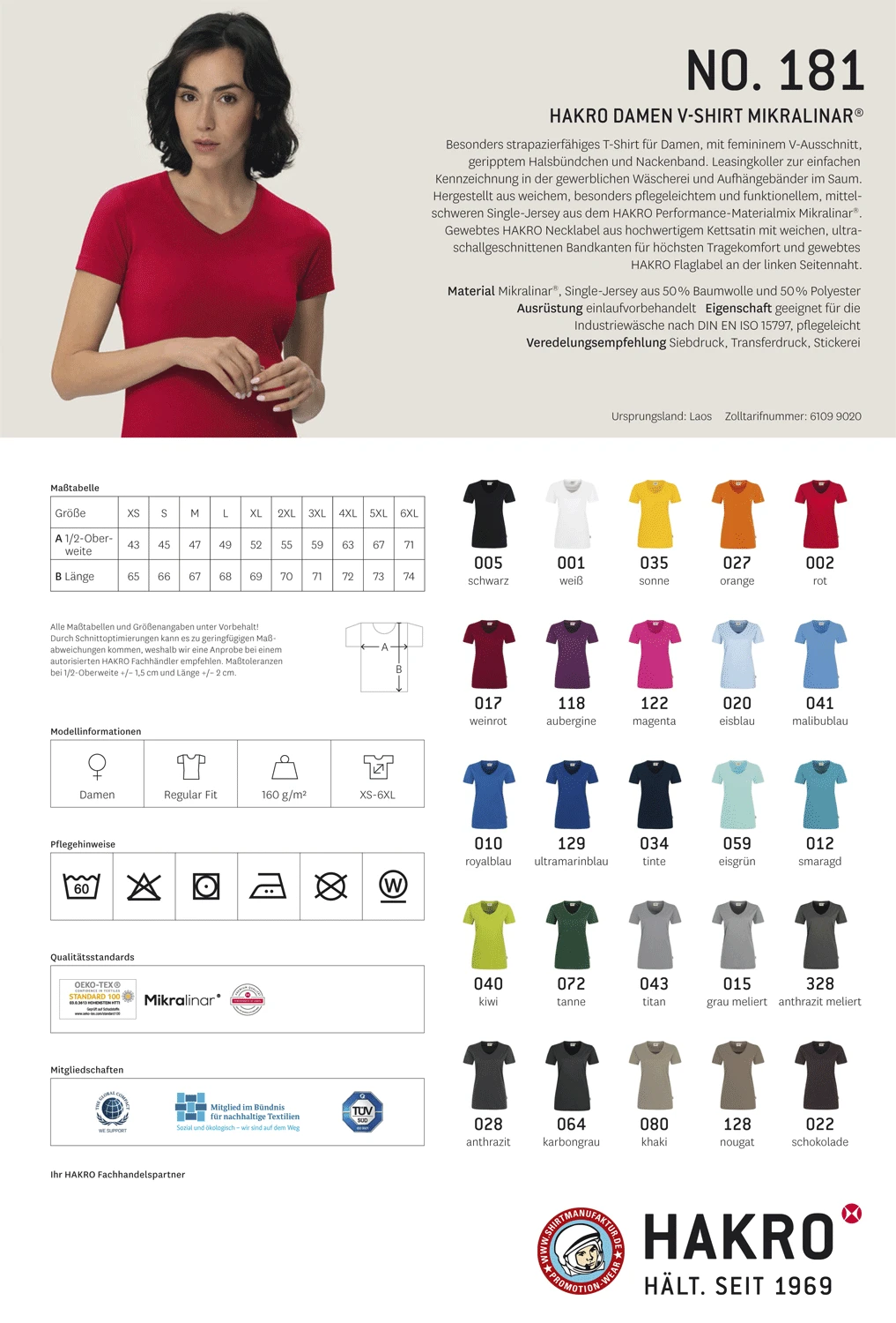 Hakro Ladies V-Shirt Mikralinar