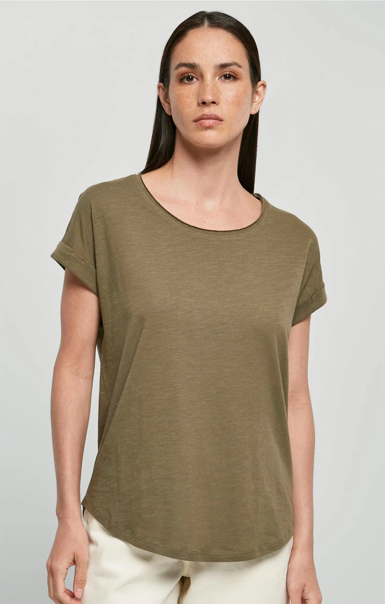 Build Your Brand Ladies Long Slub Tee