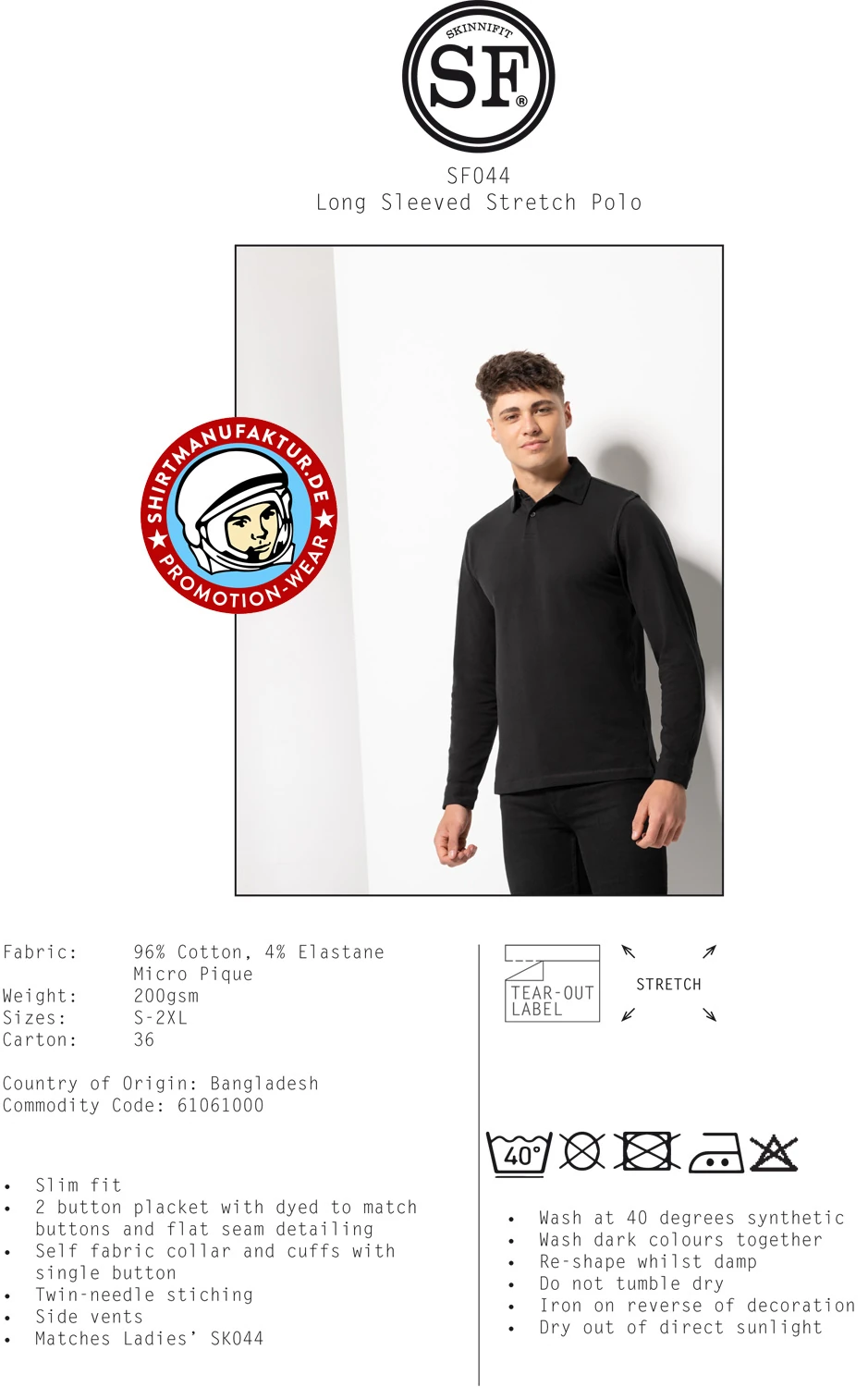 SkinniFit Long Sleeved Stretch Polo