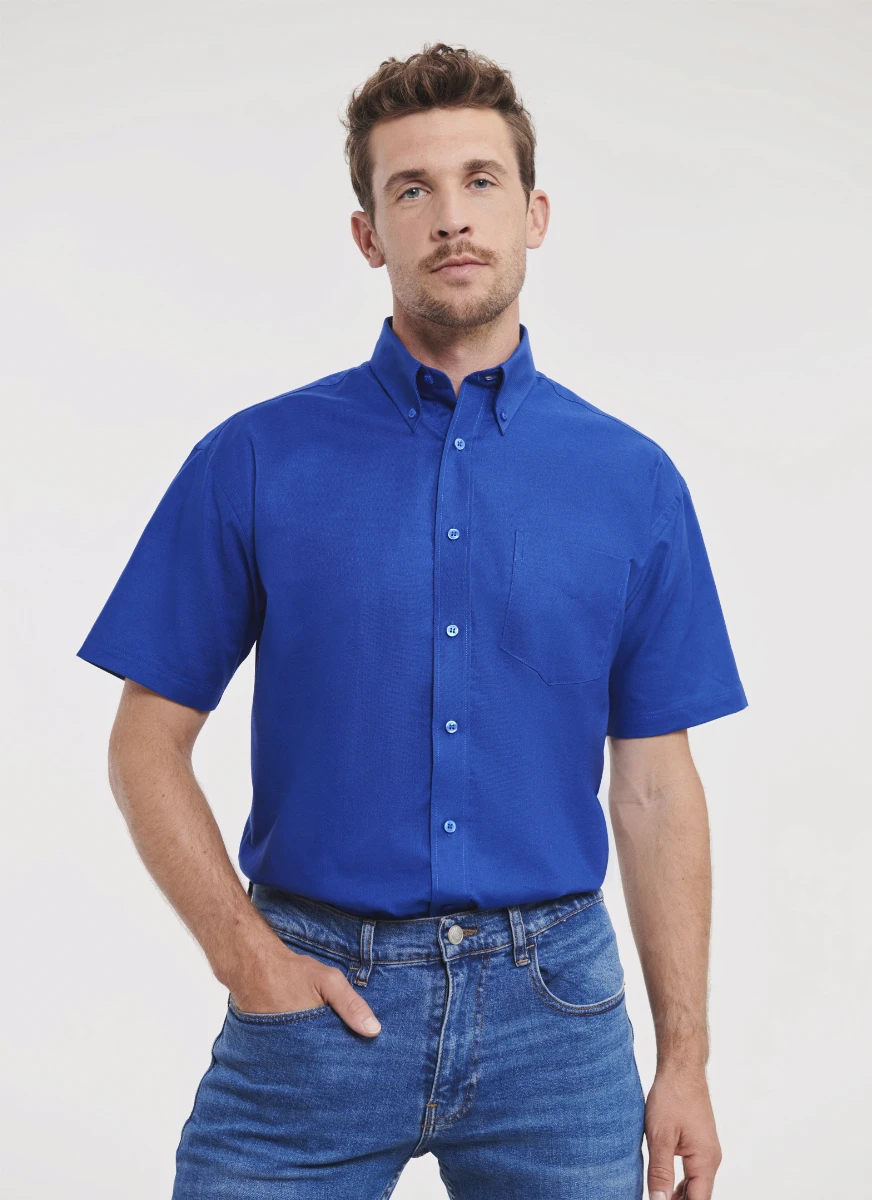Russell Mens Short Sleeve Oxford Shirt