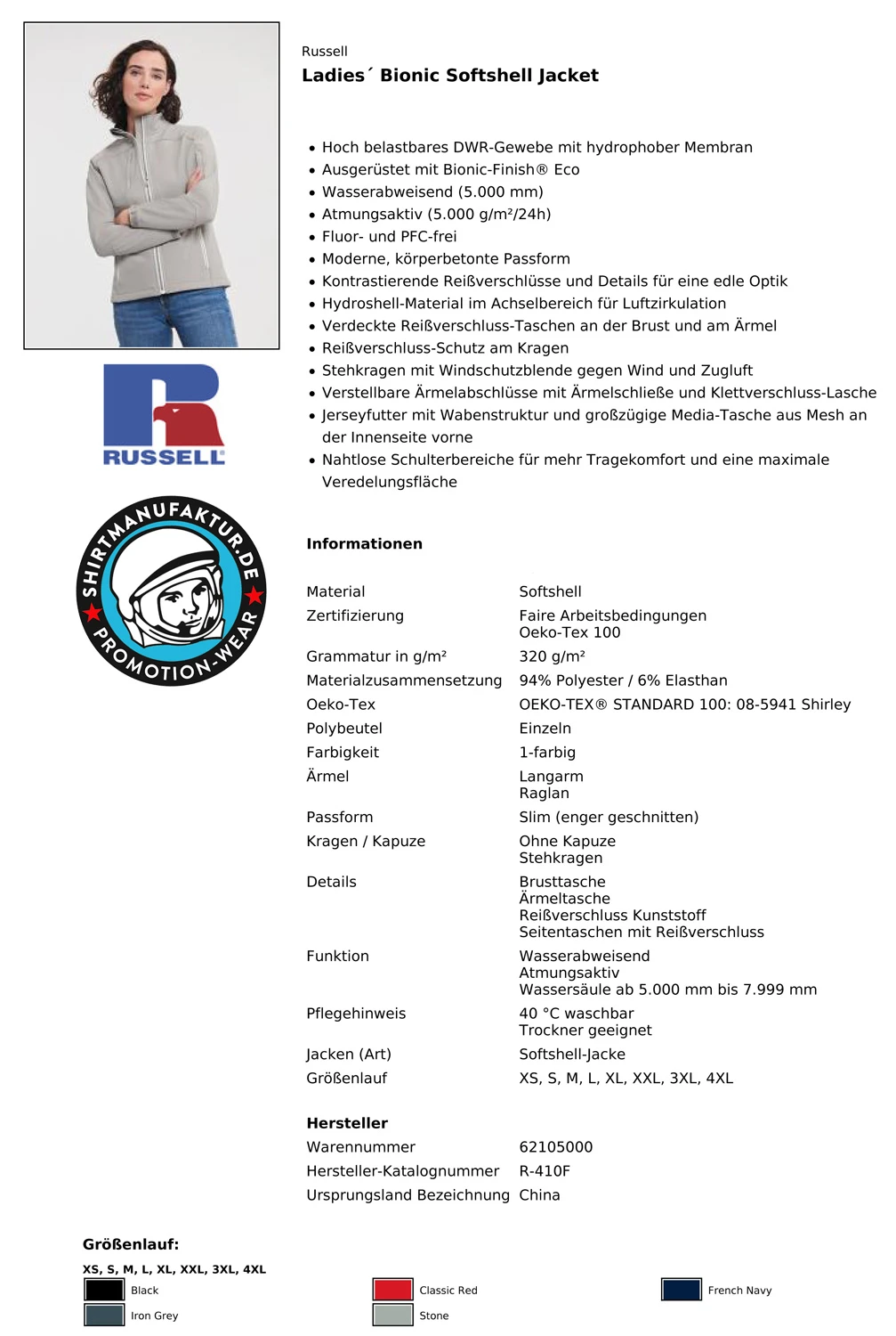 Russell Ladies Bionic Softshell Jacket