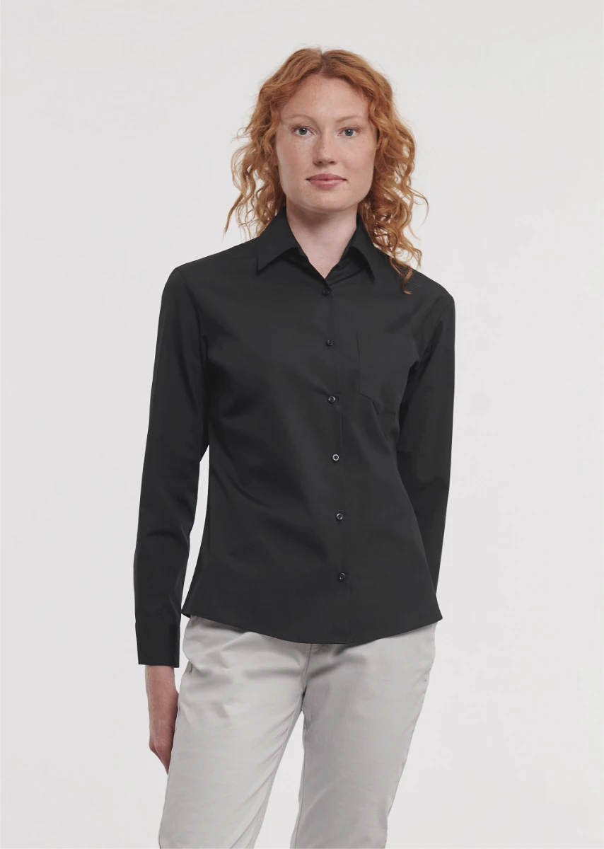 Russell Ladies Pure Cotton Longsleeve Poplin Blouse