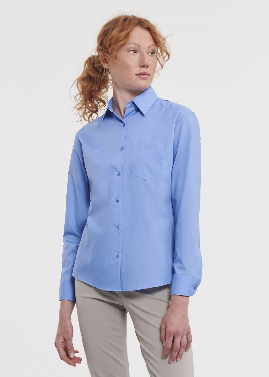 Russell Ladies Poly-Cotton Longsleeve Poplin Blouse
