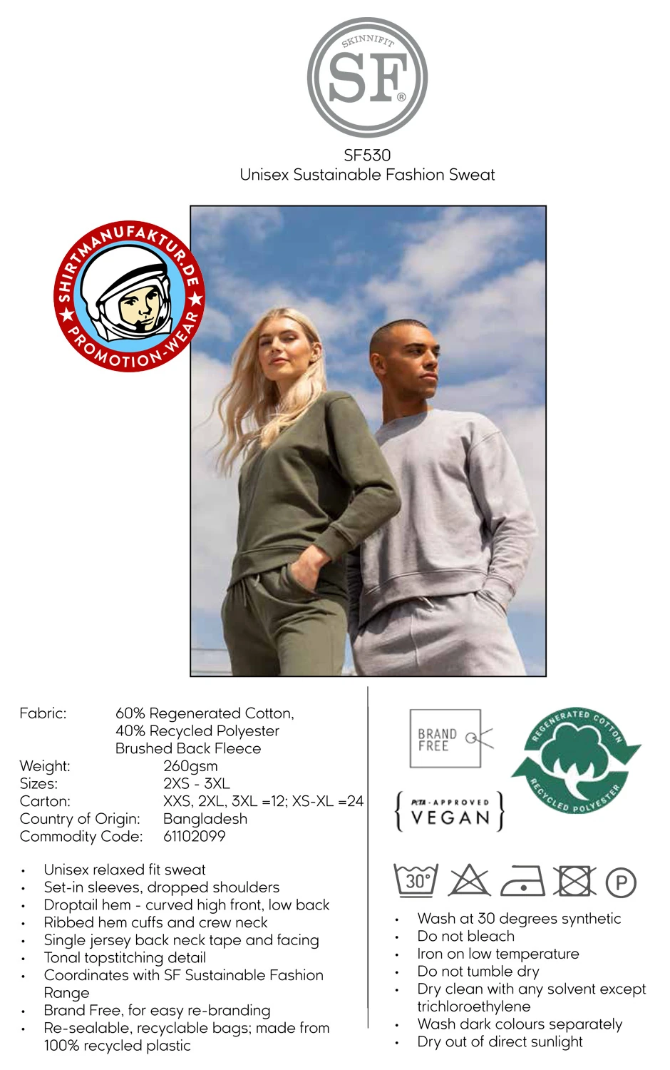 SkinniFit Unisex Sustainable Fashion Sweat