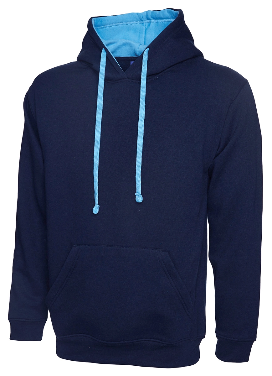 Uneek Contrast Hooded Sweatshirt