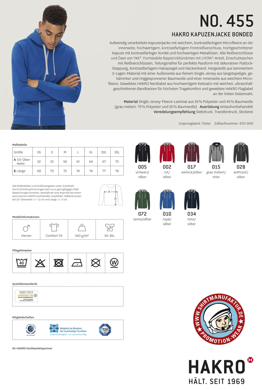 Hakro Kapuzenjacke Bonded