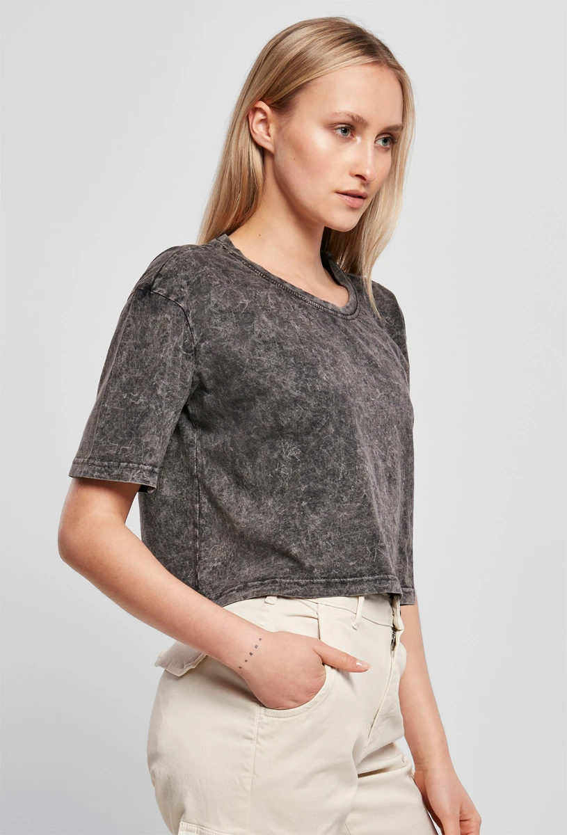 Build Your Brand Ladies Acid Washed Cropped Tee