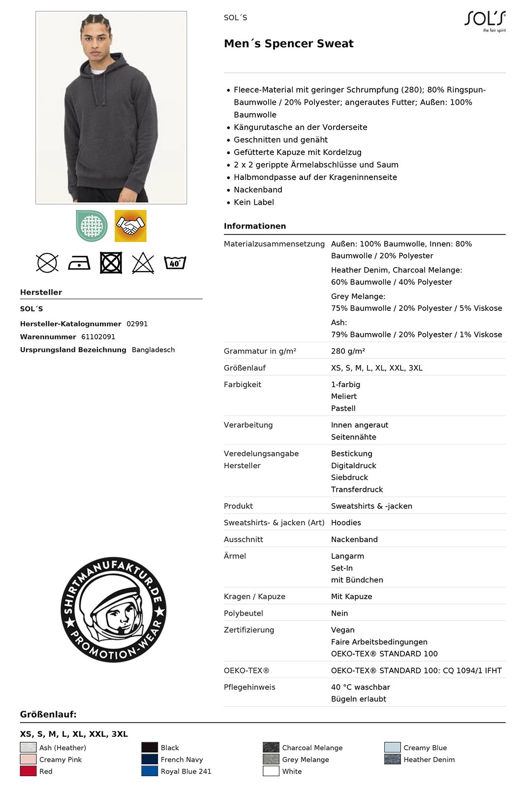 Sol's Men Spencer Hoodie Sol's Men Spencer Hoodie