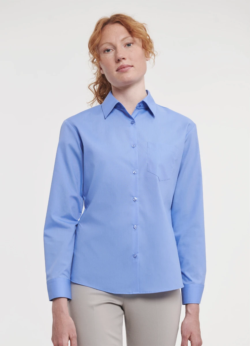 Russell Ladies Poly-Cotton Longsleeve Poplin Blouse
