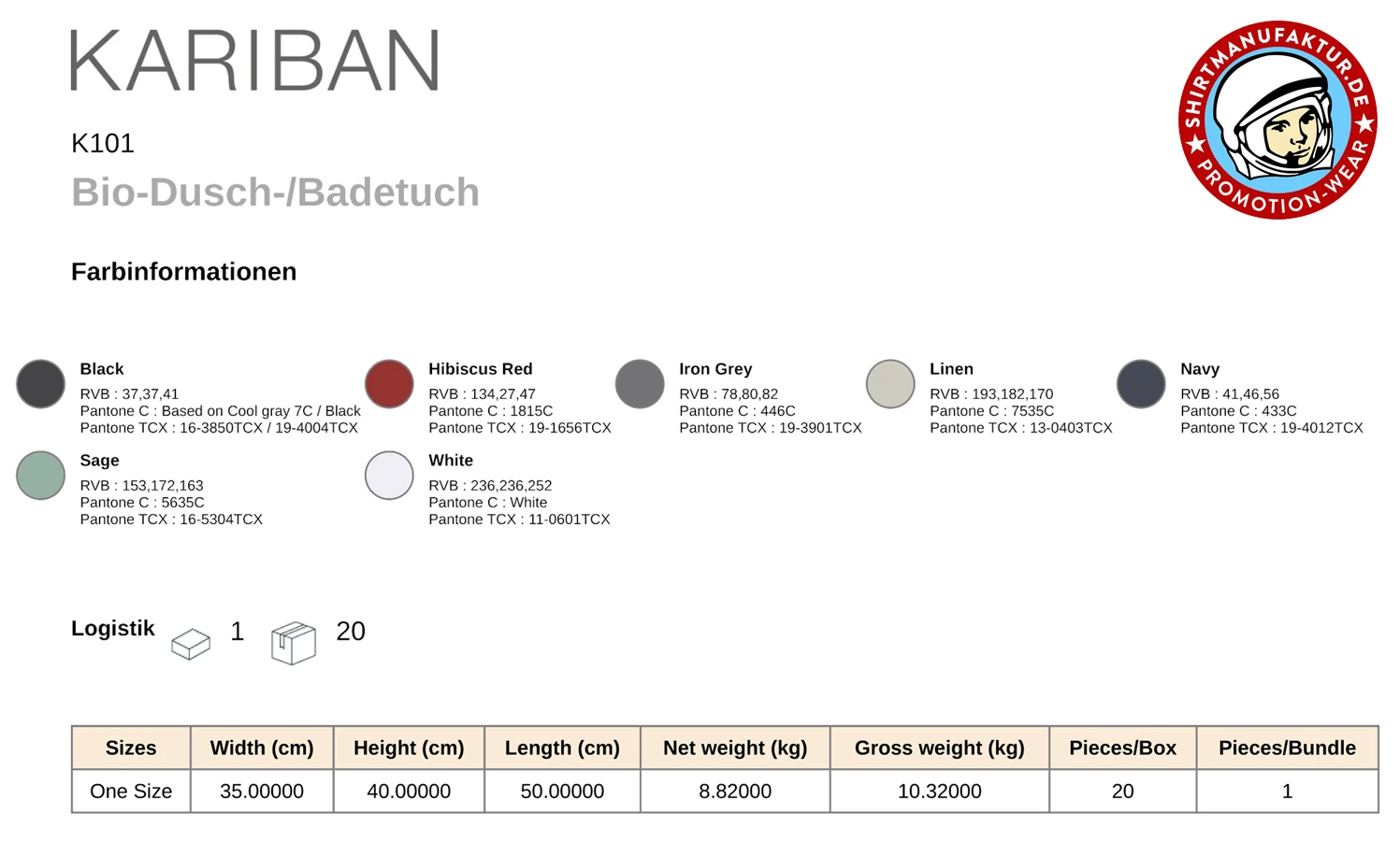 Kariban Bio-Dusch-/Badetuch