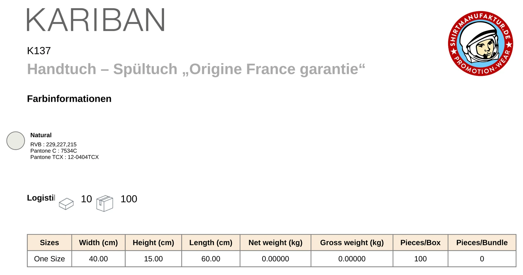 Kariban Handtuch - Spültuch 