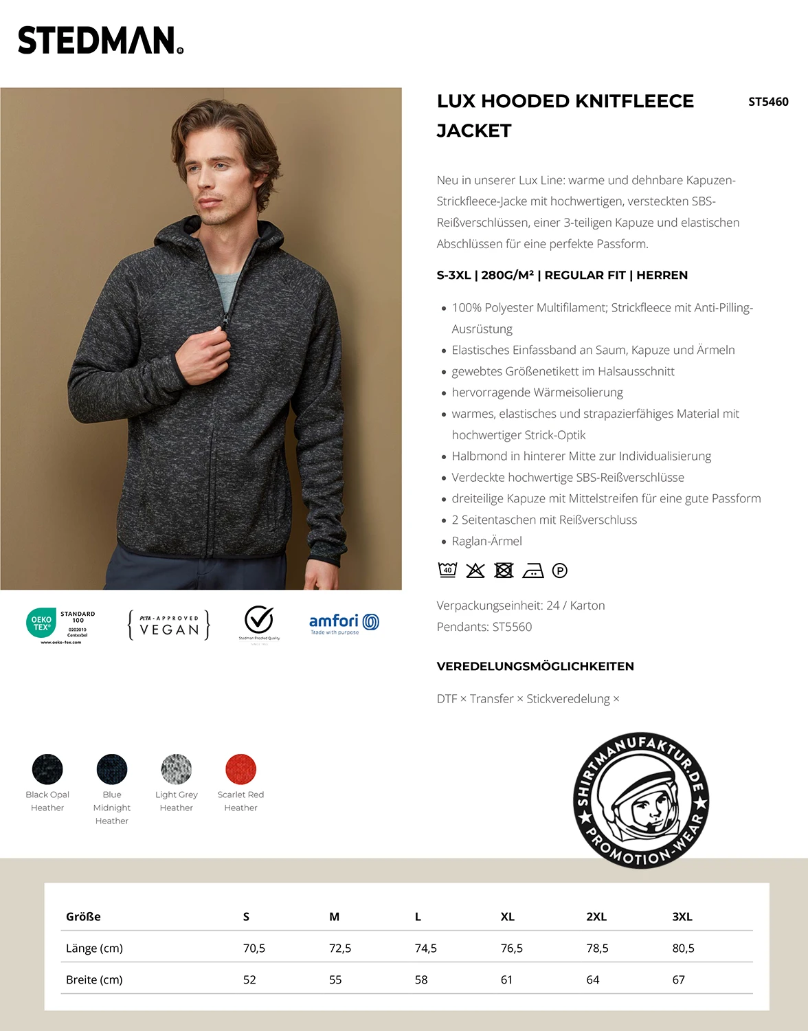 Stedman Lux Hooded Knitfleece Jacket
