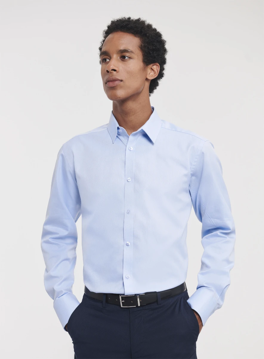 Russell Mens Longsleeve Herringbone Shirt
