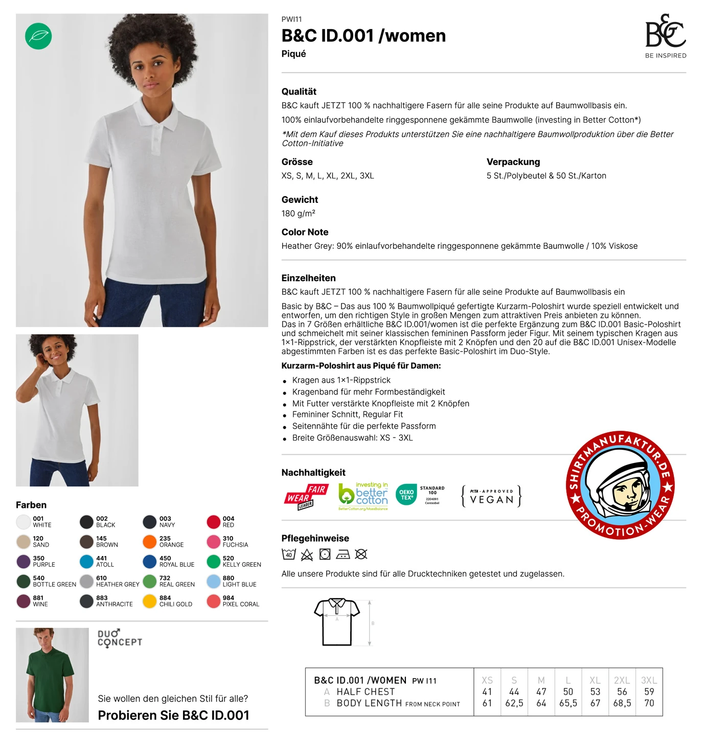 B&C Womens Polo ID.001