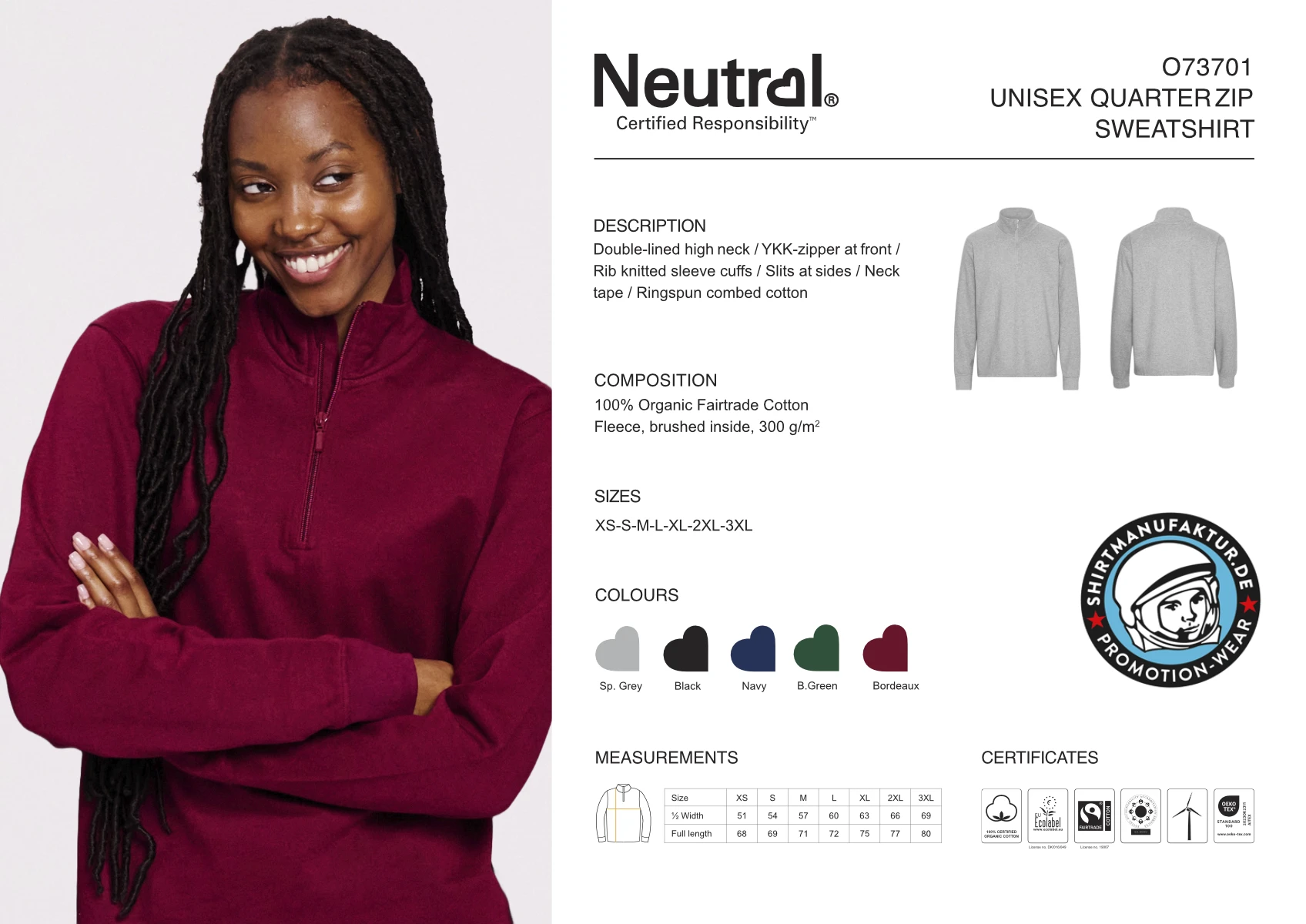 Neutral Unisex Quarter Zip Sweatshirt