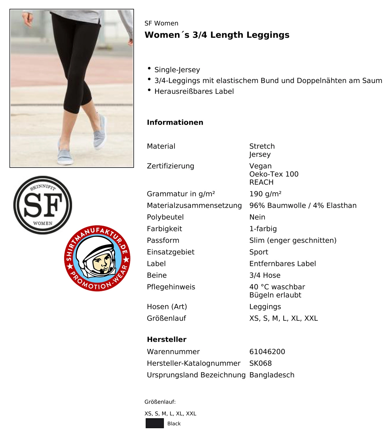 SkinniFit Womens 3/4 Leggings