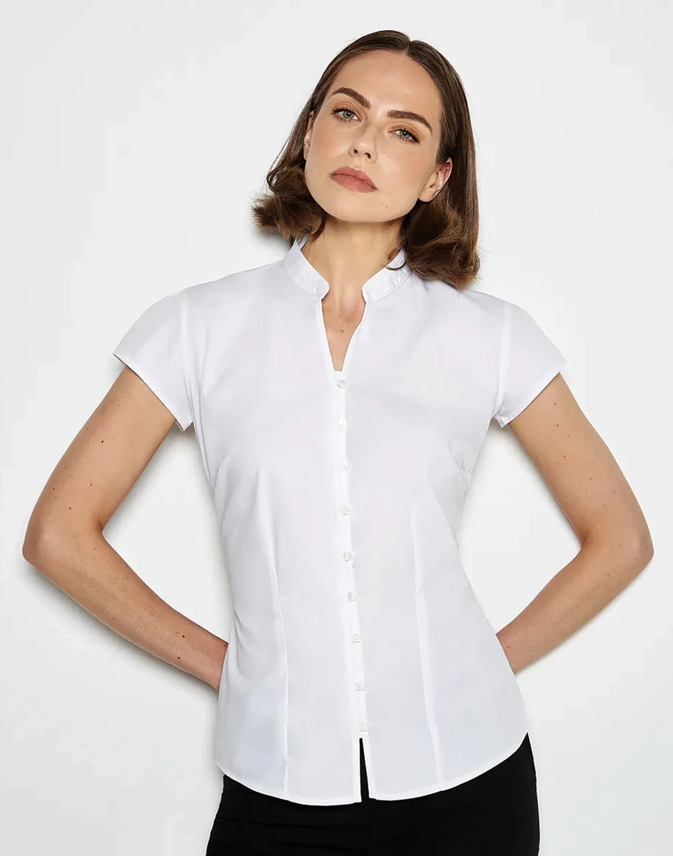 Kustom Kit Womens Mandarin Collar Blouse