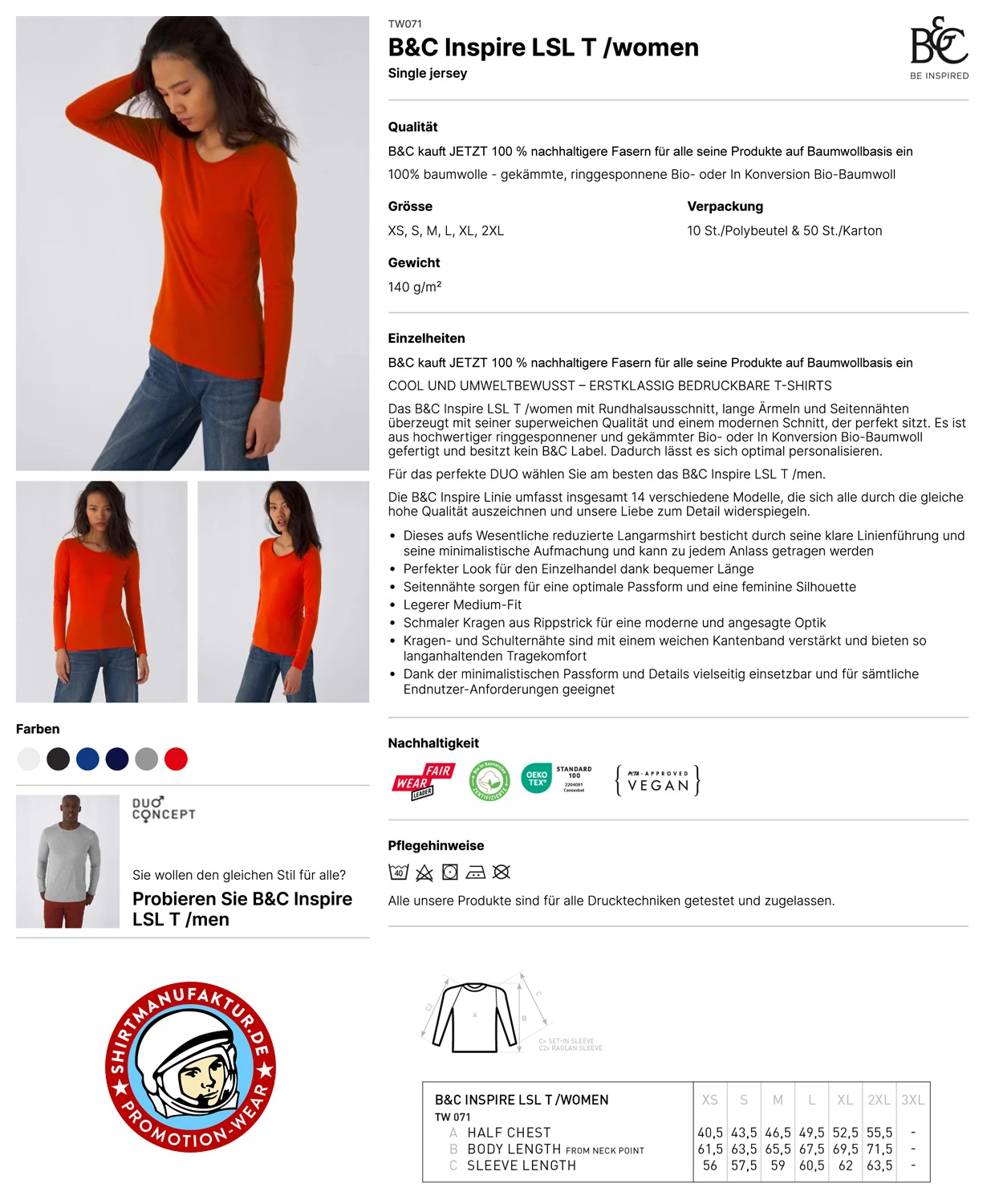 B&C Womens Inspire Longsleeve