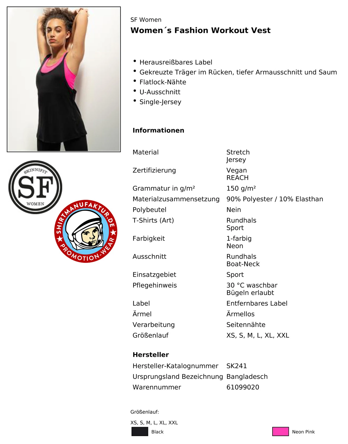 SkinniFit Womens Fashion Workout Vest