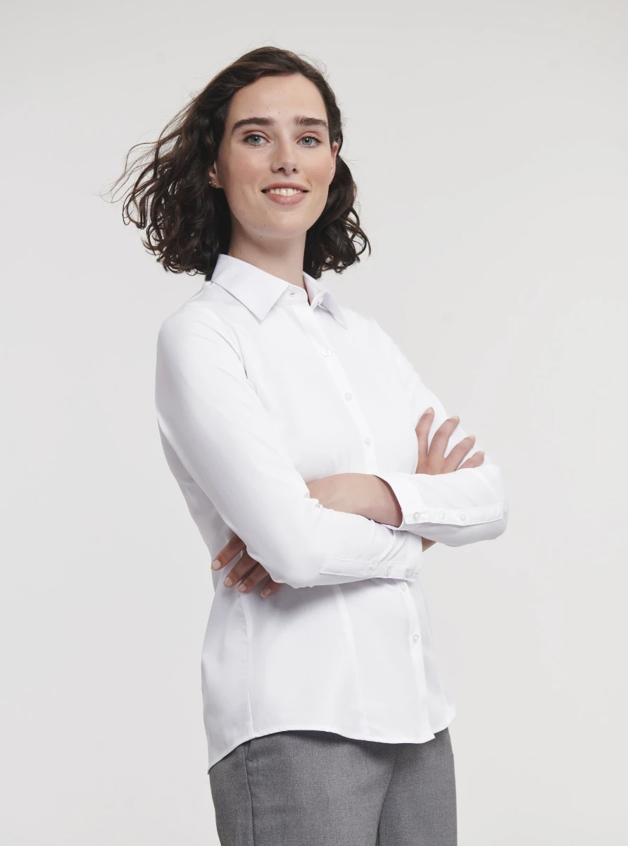 Russell Ladies Longsleeve Herringbone Blouse