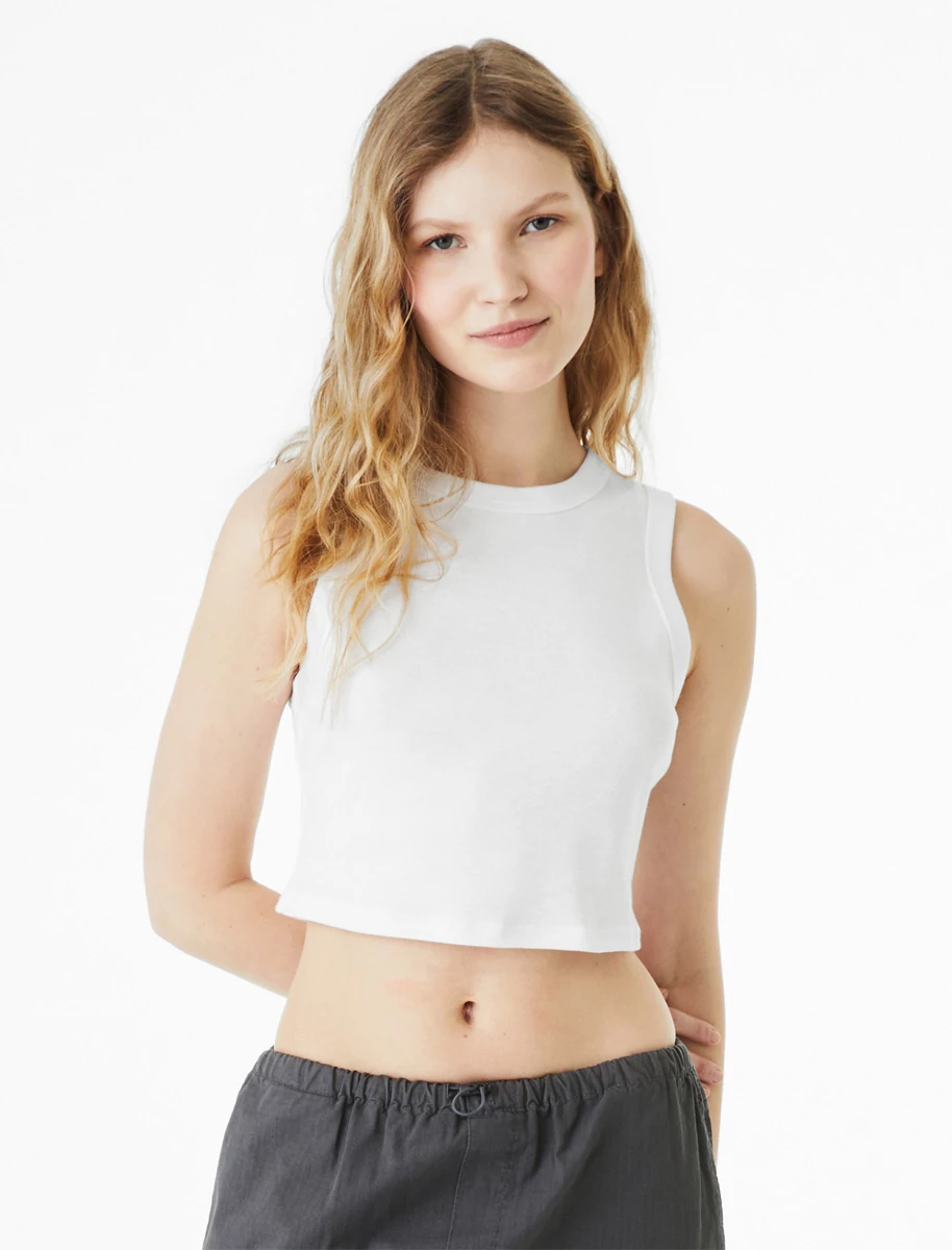 Bella Womens Micro Rib Muscle Crop Tank
