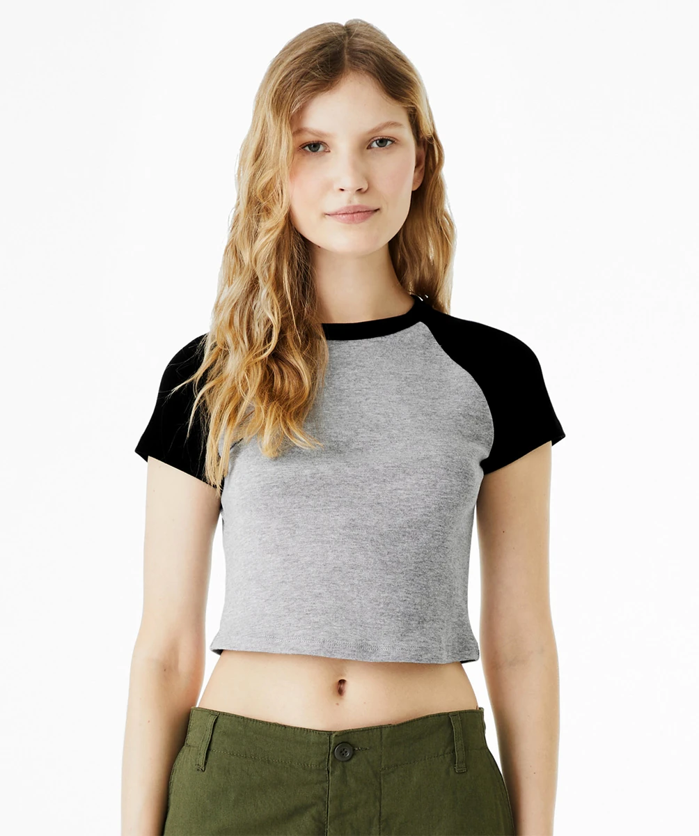 Bella Womens Micro Rib Raglan Baby Tee