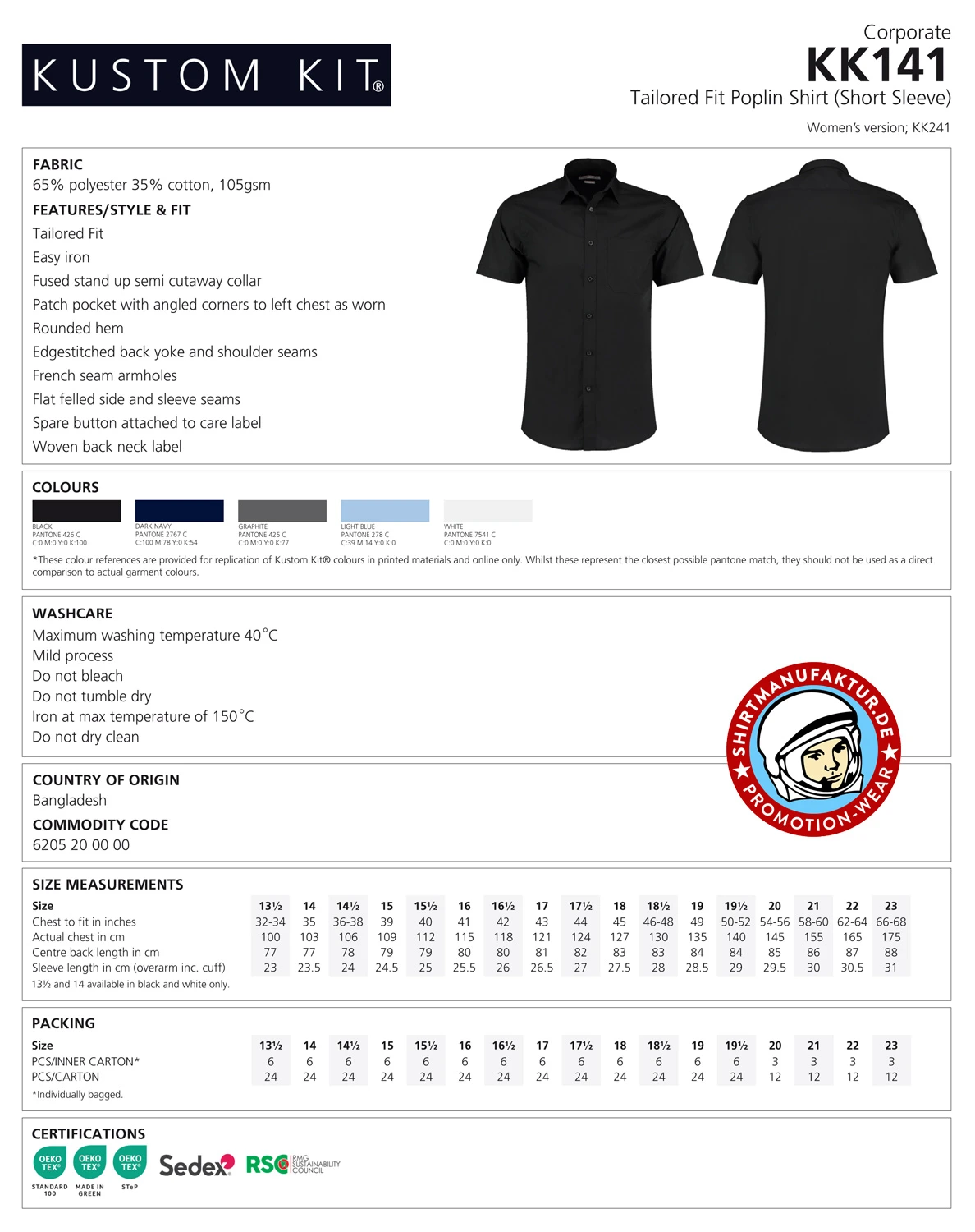 Kustom Kit Poplin Shirt