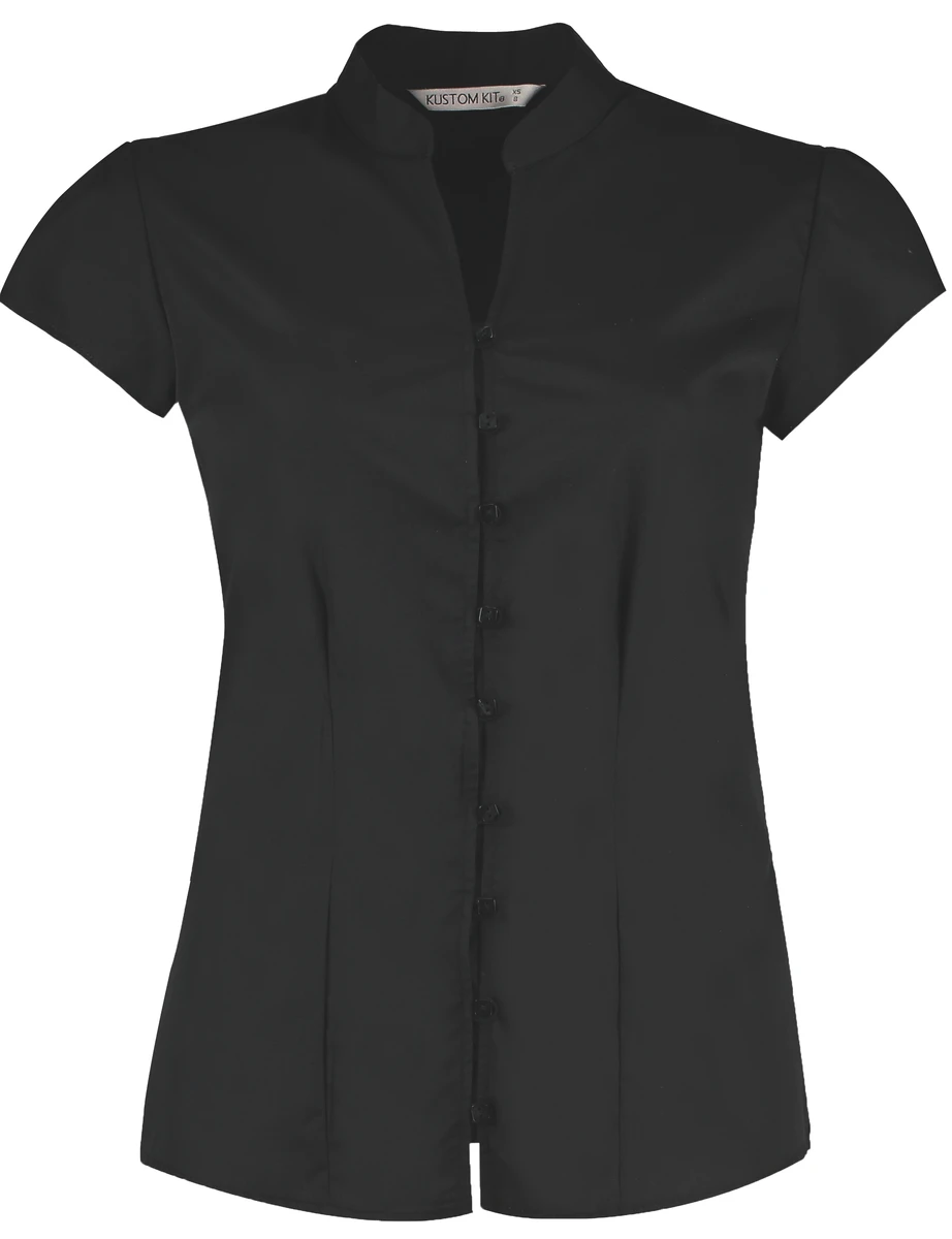 Kustom Kit Womens Mandarin Collar Blouse