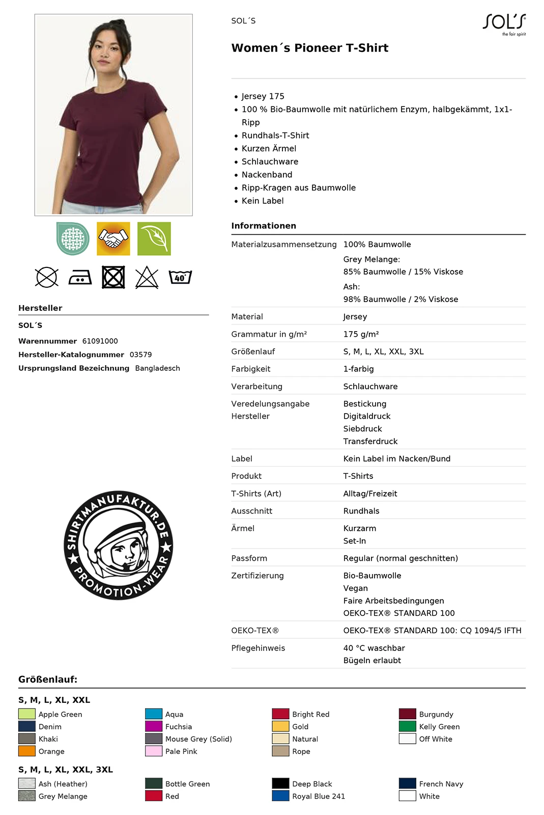 Sol's Womens Pioneer T-Shirt