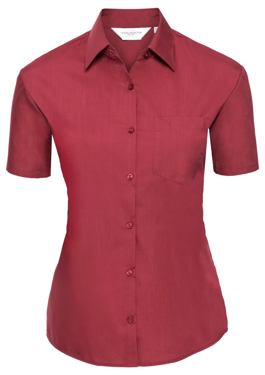 Russell Ladies Short Sleeve Poly-Cotton Poplin Blouse