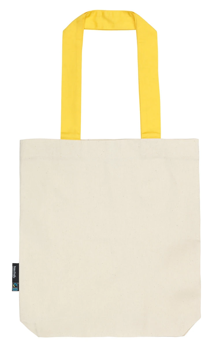 Neutral Twill Bag With Contrast Handles