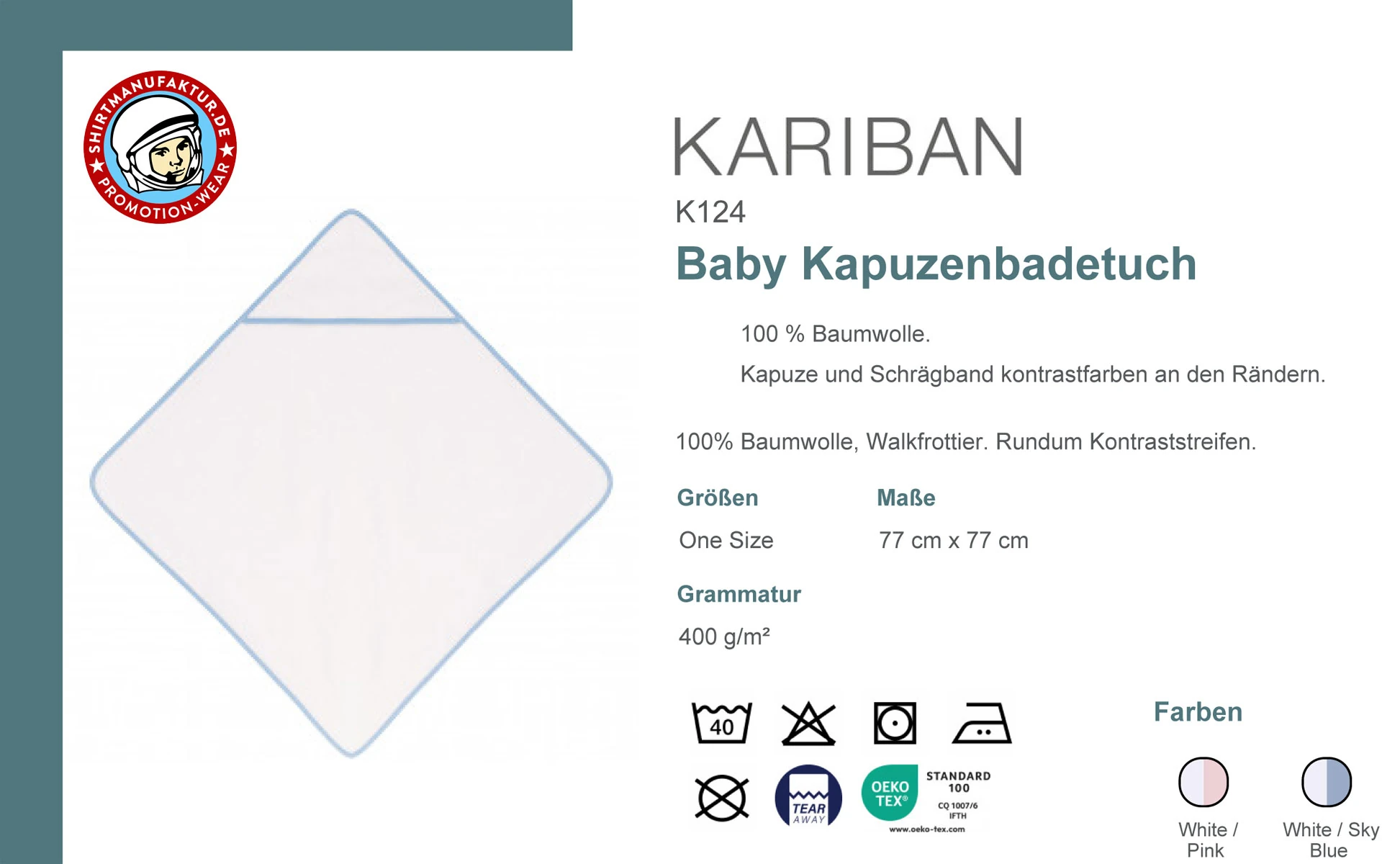 Kariban Baby Kapuzenbadetuch