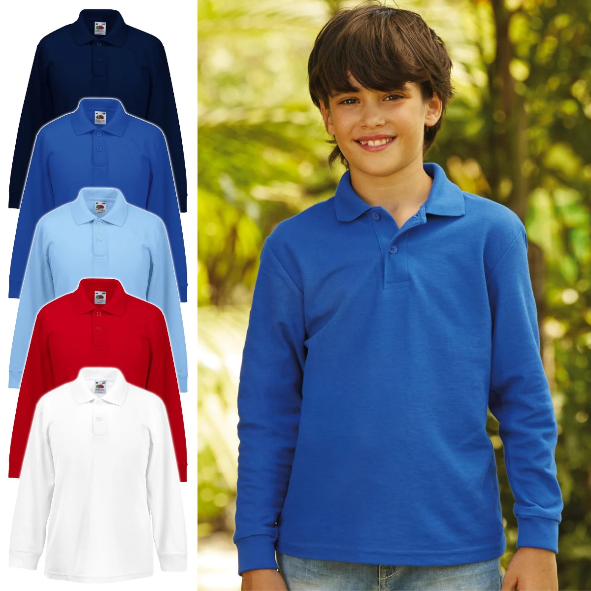 Fruit of the Loom Kids Longsleeve 65/35 Polo